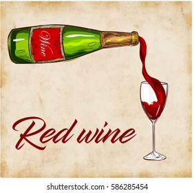  vector illustration of a Red Wine Pouring 