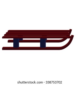 Vector illustration red winter sled. Classic wooden sled