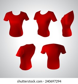 Vector illustration of red women's T-shirt