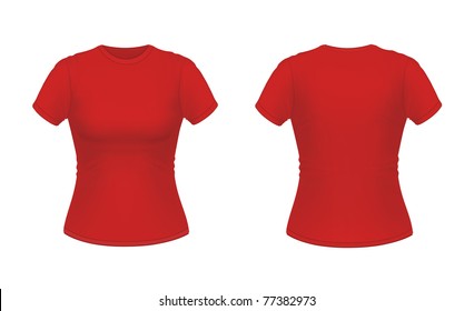 Vector illustration of red women's T-shirt