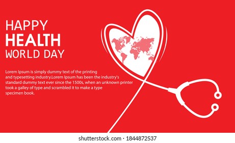 Ilustración vectorial Fondo del Día Mundial del Corazón Rojo.