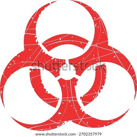 vector illustration red worn texture rubber stamp symbol biohazard concept