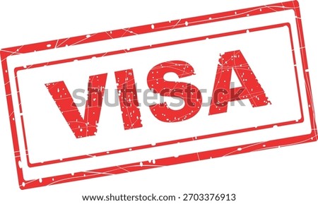 vector illustration red worn texture rubber stamp visa text worn texture