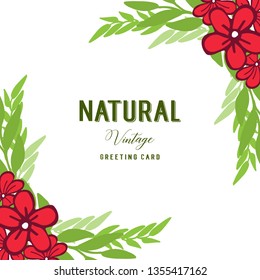 Vector illustration red wreath frame for natural vintage decor hand drawn