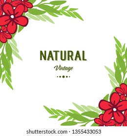 Vector illustration red wreath frame for natural vintage decor hand drawn