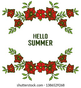 Vector illustration red wreath frame for writing hello summer