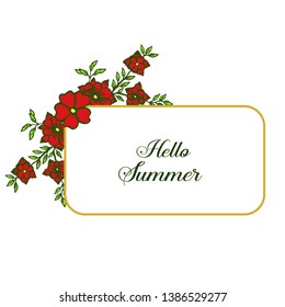 Vector illustration red wreath frame for writing hello summer