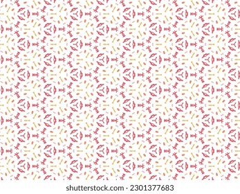 Ilustración vectorial del resumen rojo y amarillo Mandala o Ikat Texture patrón sin problemas para fondo de papel tapiz.
