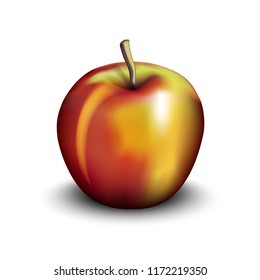 Vector illustration of red and yellow apple. gradient mesh design, isolated on white background