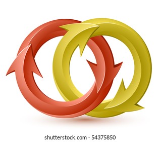 Vector illustration of red and yellow circular arrows.