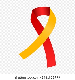 Vector illustration of red and yellow color ribbon on transparent background