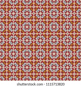Vector illustration. Red, yellow and gray geometric abstract background painted geometry shine and layer element seamless pattern.