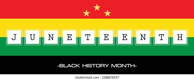 Vector illustration, in red, yellow, green and black, with letters enclosed in white squares. and has a yellow star