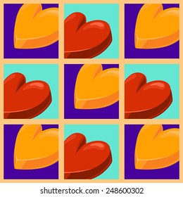 vector illustration red and yellow hearts on a contrasting background