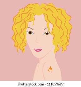 vector illustration of a redhead girl