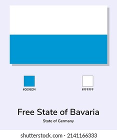 Vector Illustration of ree State of Bavaria State of Germany flag isolated on light blue background. As close as possible to the original. ready to use, easy to edit. vector eps10.

