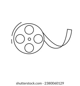 
Vector illustration of a reel with film strip. Doodle. Isolated on white background.