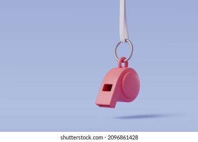 Vector Illustration of Referee Pink Whistle mockup, Realistic 3D style model. Eps 10 Vector.