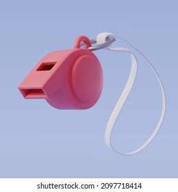 Vector Illustration of Referee Pink Whistle mockup, Realistic 3D style model. Eps 10 Vector.