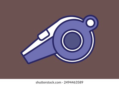 Vector illustration of a referee whistle in cartoon, clipart, and line art design.