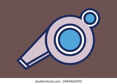 Vector illustration of a referee whistle in cartoon, clipart, and line art design.