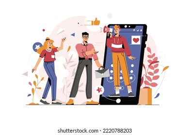 Vector illustration, referral marketing concept, friends loyalty program, promotion method, customer acquisition vector
