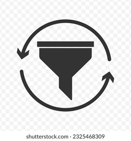 Vector illustration of re-filter icon in dark color and transparent background(PNG).