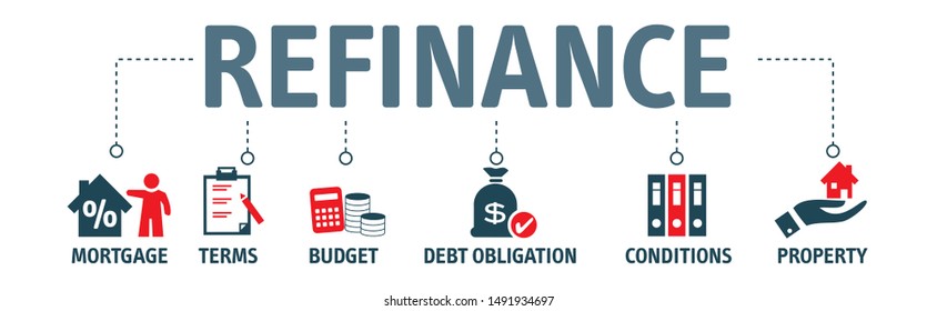 Vector illustration of refinance. Refinancing is the replacement of an existing debt obligation with another debt obligation under different terms