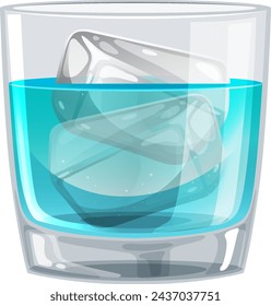 Ilustración vectorial de un refrescante vaso de agua helada