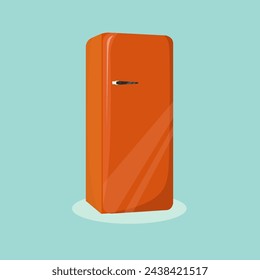 Ilustración vectorial de Refrigerador Retro con color naranja. Utilizado para imágenes de la presentación, folletos, carteles, colaterales, comerciales, iconos.