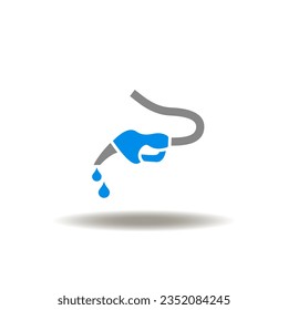 Vector illustration of refueling gun. Icon of fuel nozzle. Symbol of fueling of gas, gasoline, diesel, ethanol.