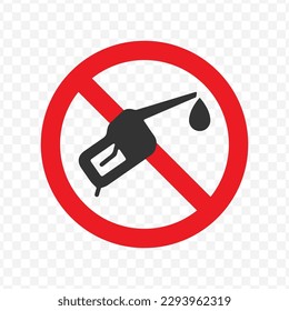 Vector illustration of refueling is prohibited icon in dark color and transparent background(png).