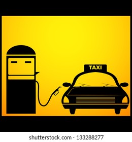vector illustration of refueling symbol with car and fuel booth