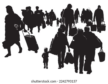 Vector illustration of Refugee concept design, It can use for Banners, Posters, Web, Digital, etc. Due to war, climate change, and global political issues, the refugee problem is gaining momentum. Edi