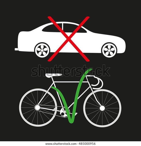 vector illustration of the refusal of the car and\
the choice of bicycle