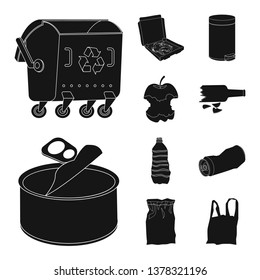 Vector illustration of refuse and junk logo. Set of refuse and waste stock symbol for web.