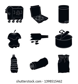 Vector illustration of refuse and junk sign. Set of refuse and waste vector icon for stock.