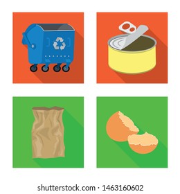 Vector illustration of refuse and junk sign. Collection of refuse and waste stock symbol for web.
