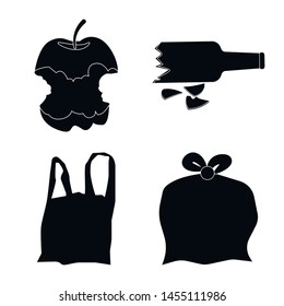 Vector illustration of refuse and junk symbol. Set of refuse and waste stock vector illustration.