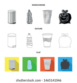 Vector illustration of refuse and junk symbol. Collection of refuse and waste vector icon for stock.