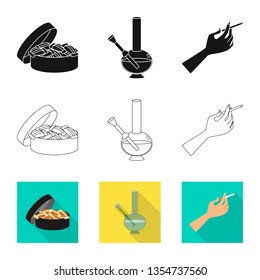 Vector illustration of refuse and stop sign. Collection of refuse and habit vector icon for stock.