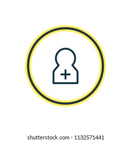Vector illustration of register account icon line. Beautiful contact element also can be used as add user icon element.