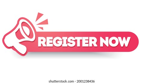 Vector Illustration Register Now Label With Megaphone