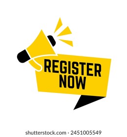 Vector Illustration Register Now Label vector.