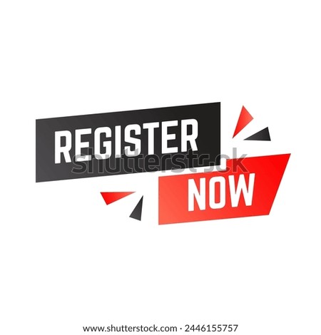 Vector Illustration Register Now Label vector.
