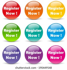Vector illustration of register set icons on white background