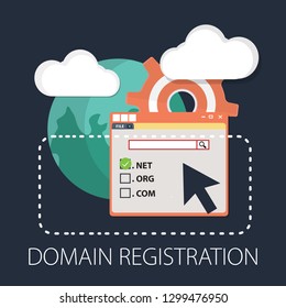 Vector Illustration Of Registration & Domain Name Concept With 