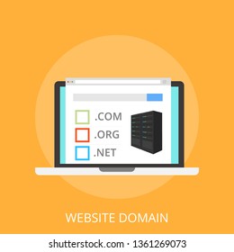 Vector illustration of registration & domain name concept with "domain" web and website hosting icon.