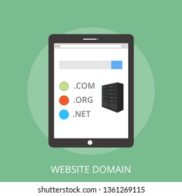 Vector illustration of registration & domain name concept with "domain" web and website hosting icon.