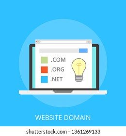 Vector illustration of registration & domain name concept with "domain" web and website hosting icon.